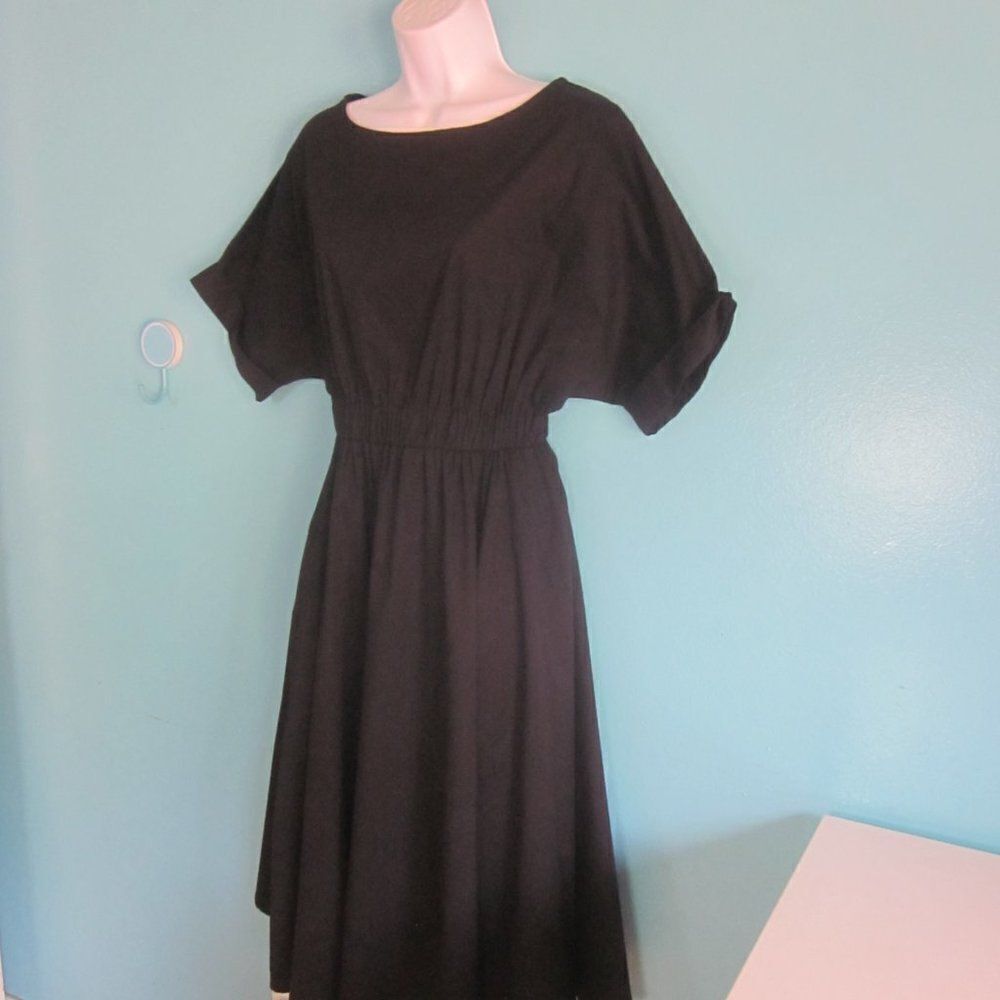 Shabby Apple Womens Size 6 Black Cotton Flare Dress With Pockets Fits S / M